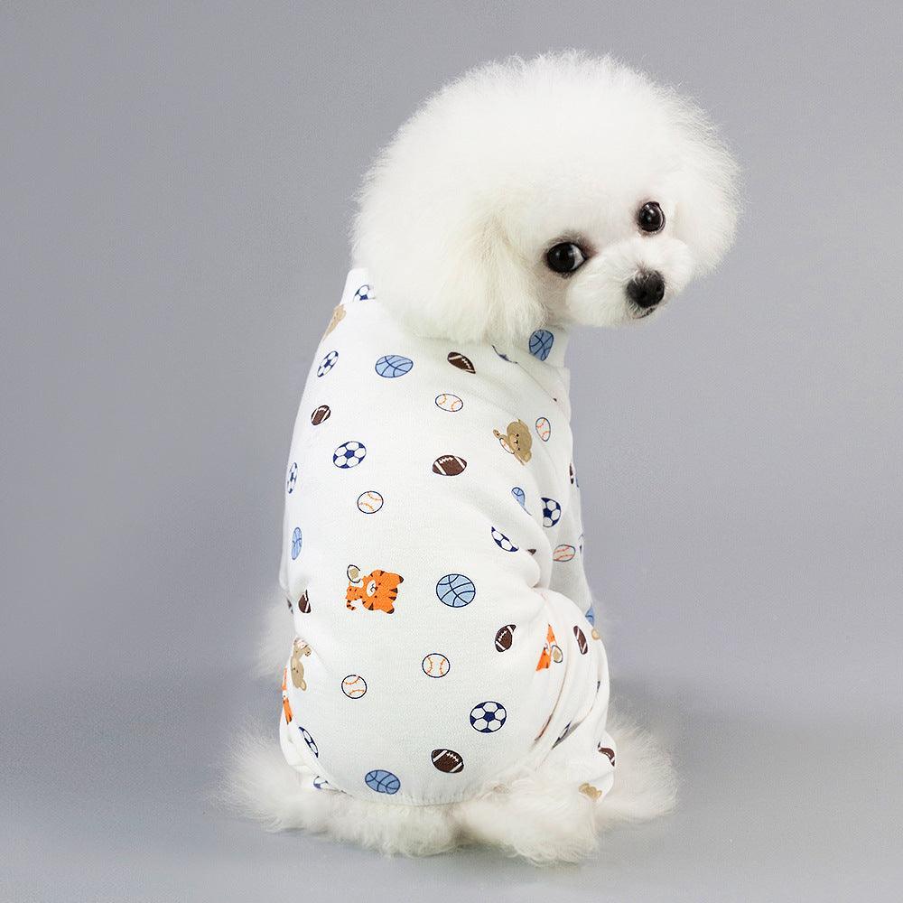 Casual Cartoon Fruit Pattern Dog Pajamas - Comfy Cotton Home Clothes for Your Four-Legged Friend - Dog Hugs Cat