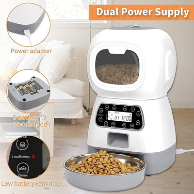 Smart App Pet Feeder Cat And Dog Food Automatic Dispenser Stainless Steel Bowl Cats And Dogs With Recording Timing Feeding - Dog Hugs Cat