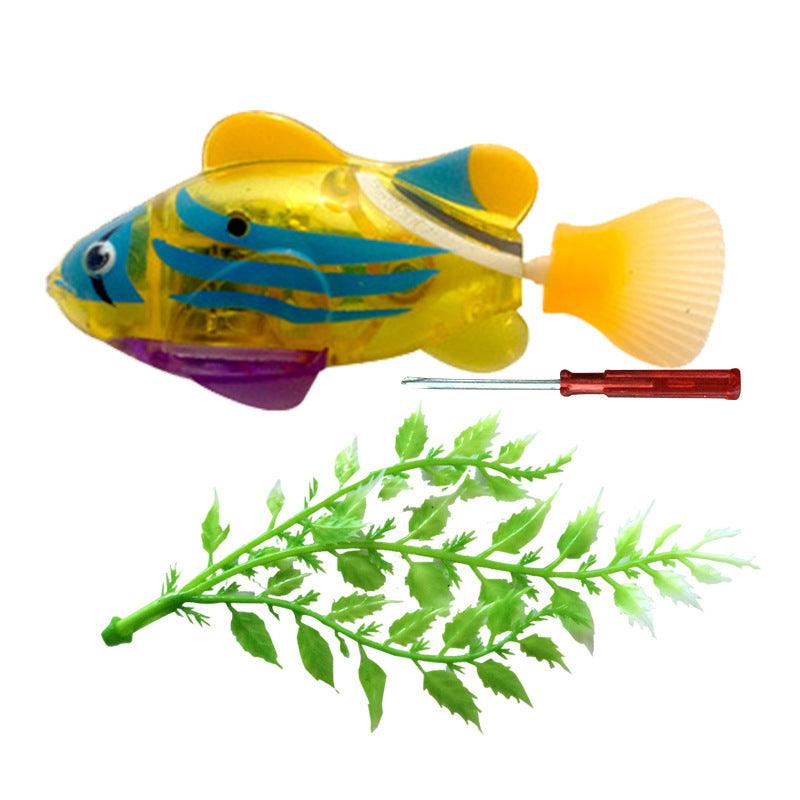 Pet Fish Electronic Cat Toys With Grass Led Light Toys - Dog Hugs Cat