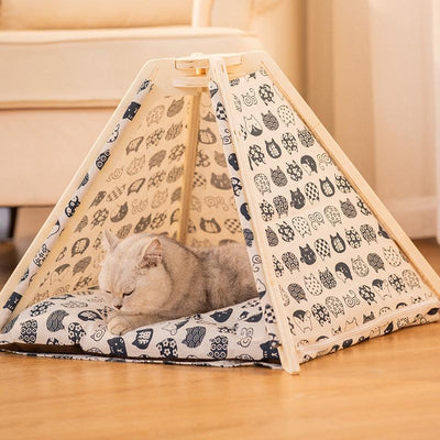Removable Cat Bed House Dog Bed Kennel Sofa Cushion Puppy Bed Cat Rug Dog House Pet Beds For Dogs Cat House Cama Gatos Dog Tent - Dog Hugs Cat