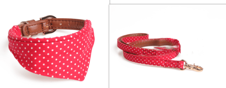 Polka Dot Dog Triangle Scarf Collar Leash Pet Pu Dog Leash - Dog Hugs Cat