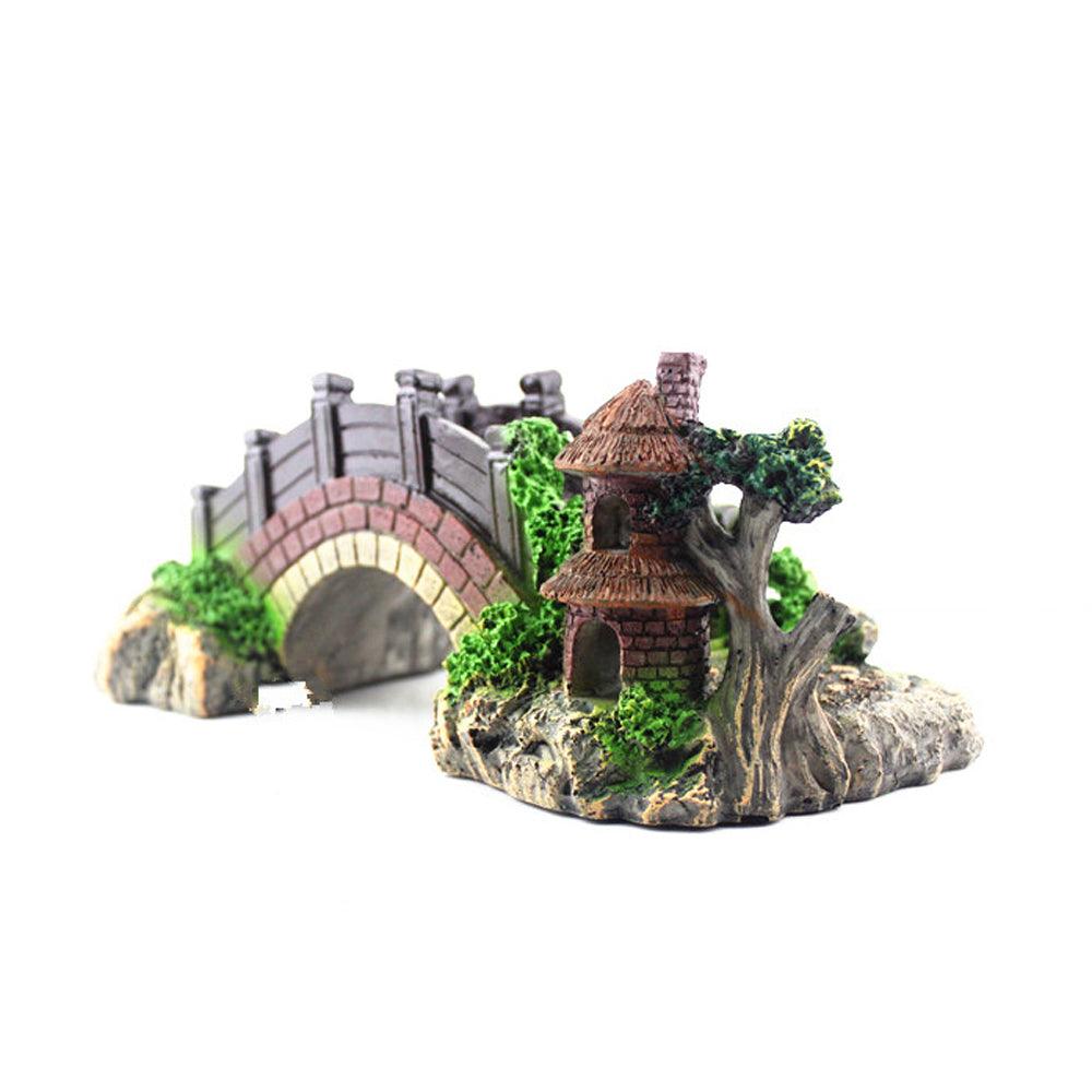 Resin Bridge Arch Bridge Black Red Bridge Fish Tank Landscaping Decoration Bridge Aquarium Equipment Accessories Turtle Climbing Platform Retro Arch Bridge - Dog Hugs Cat