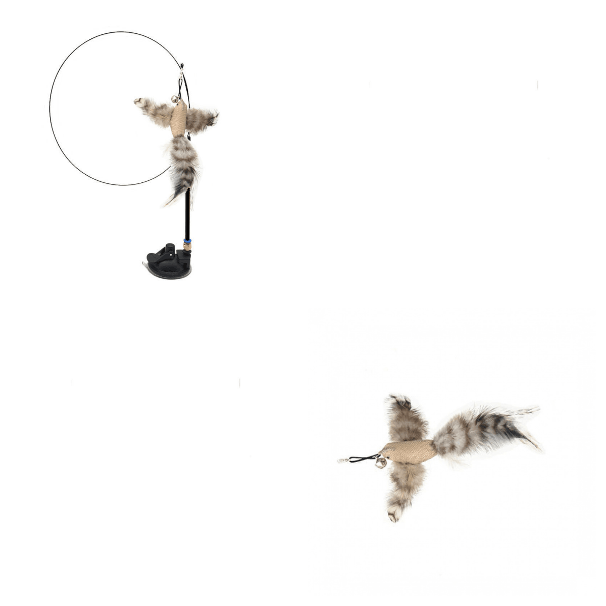 Cat Teaser Stick Can Replace The Head Steel Wire Feather Pole Can Replace Toys - Dog Hugs Cat