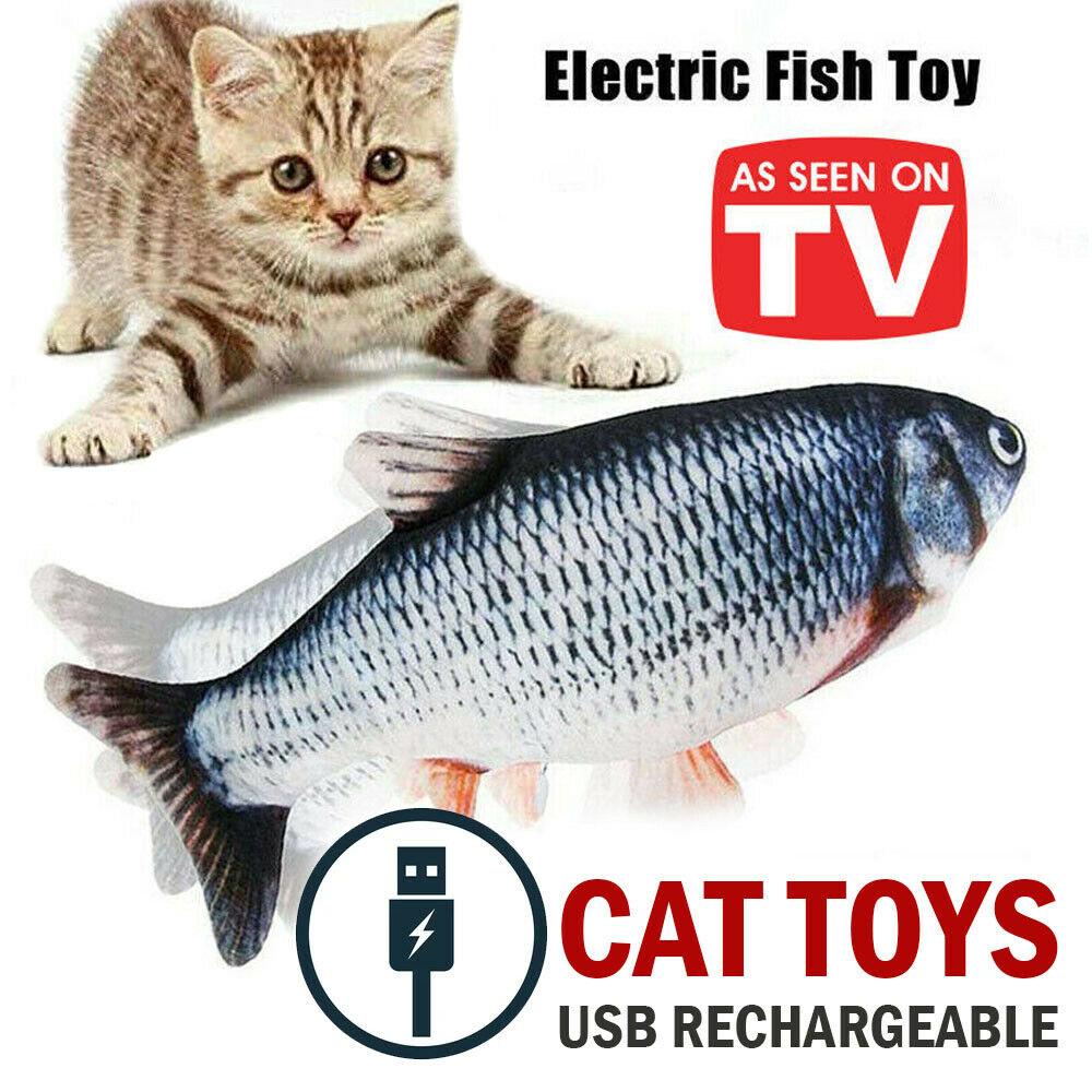 Electric Fish Cat Toy Realistic Interactive Kicker Jumping Dancing Kitten Toys - Dog Hugs Cat