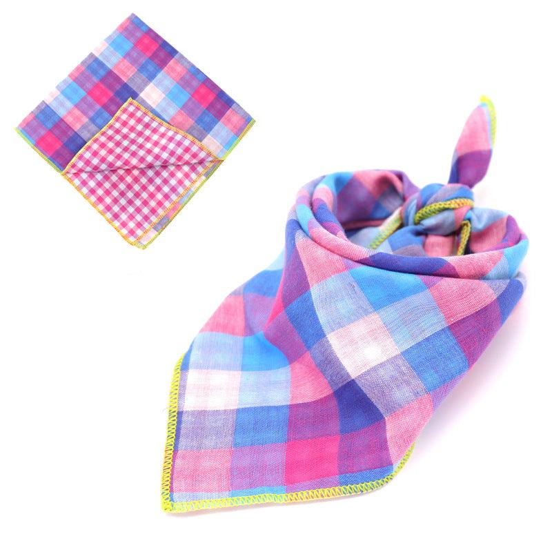 Plaid Double Sided Cotton Pet Scarf - Dog Hugs Cat