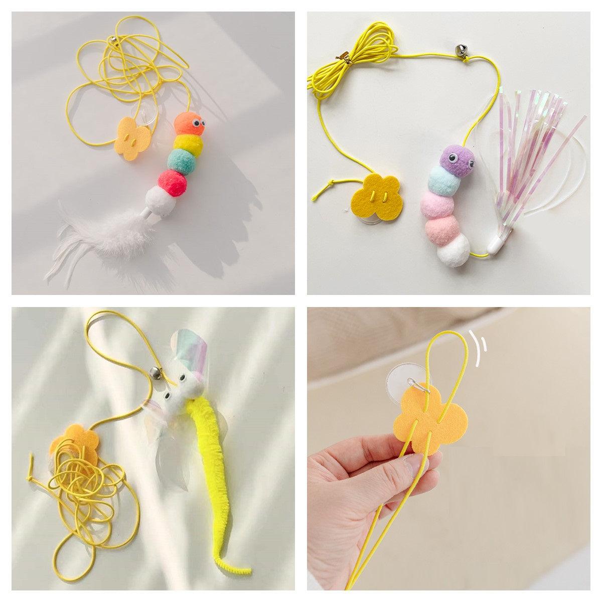 Cat Toys Simulated Caterpillar Cute Toys Funny Self-Hey Interactive Toy Rope Grabbing Mouse Telescopic Hanging Cat Pet Supplies - Dog Hugs Cat