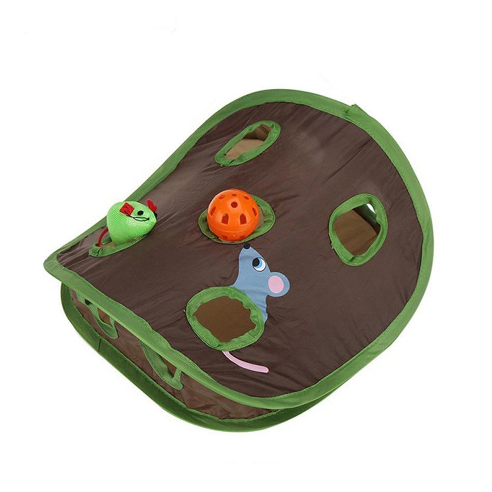 Cat Hole Collapsible Pet Cat Toy Nine Hole Cat Toy Mouse Hole Cat Catching Funny Ball Bell - Dog Hugs Cat