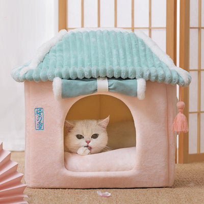 Cat House Removable And Washable Cat Bed Pet Supplies Enclosed Cat House Villa - Dog Hugs Cat