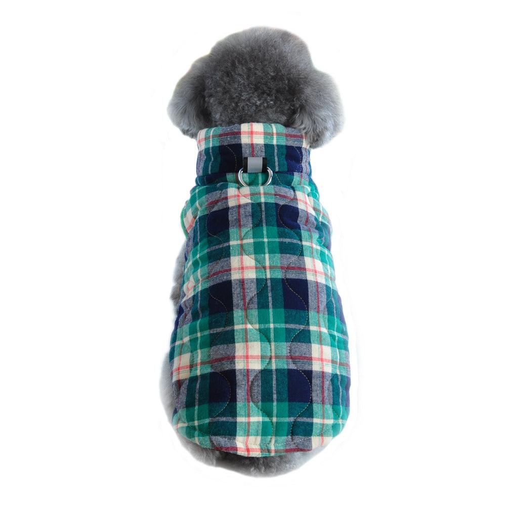 Winter Pet Dog Clothes Heavy Cotton Pet Clothes Jacket Plaid Zipper Down Jacket Pets Supplies - Dog Hugs Cat