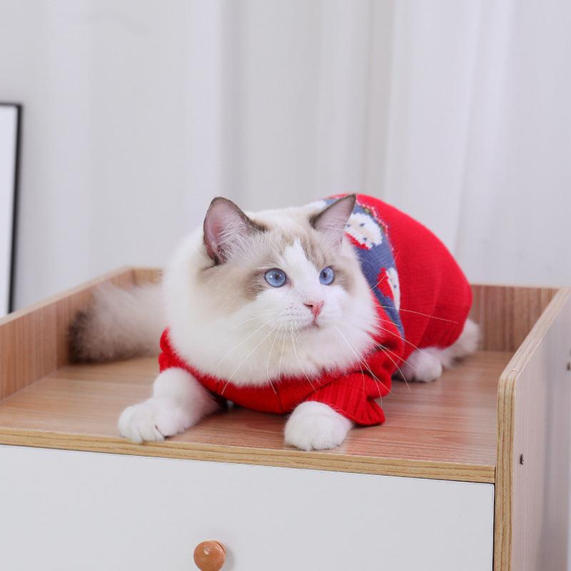 Puppy Dog Clothes Cat Christmas Sweater - Dog Hugs Cat