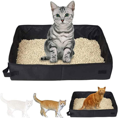 Portable Cat Litter Box Foldable To Carry - Dog Hugs Cat