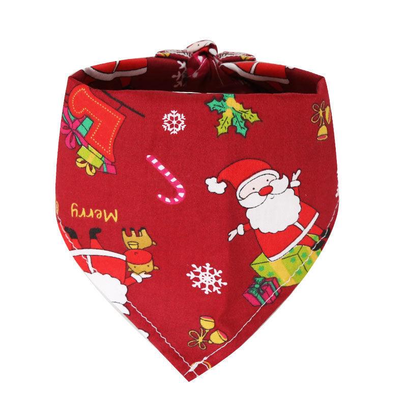 Pet Supplies Dogs Cats Christmas Cotton Printed Pet Dress Triangle Scarf - Dog Hugs Cat