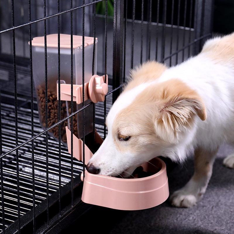 Anti-Overturning Pet Hanging Automatic Feeder - Dog Hugs Cat