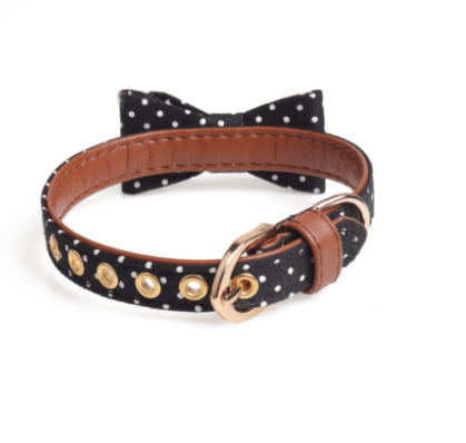 Polka Dot Dog Triangle Scarf Collar Leash Pet Pu Dog Leash - Dog Hugs Cat