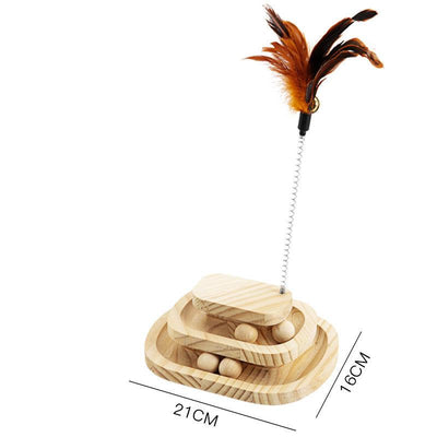 Cat Toys From Solid Wood Cat Turntable Bite-Resistant Funny Cat Stick Cat Supplies - Dog Hugs Cat