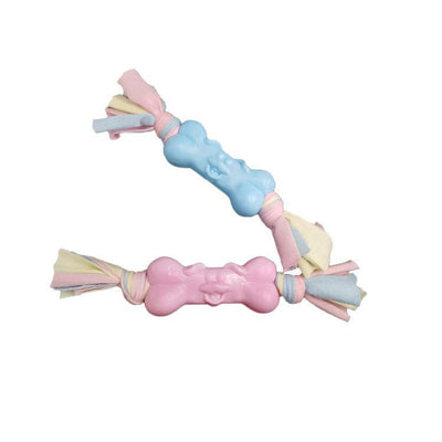 Tpr Dog Bone Cotton Cloth Strips Molar Teeth Relief Toys Pets - Dog Hugs Cat