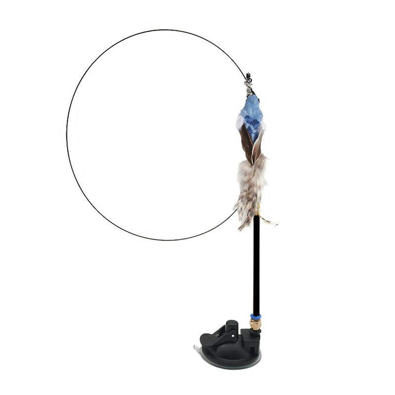 Cat Teaser Stick Can Replace The Head Steel Wire Feather Pole Can Replace Toys - Dog Hugs Cat