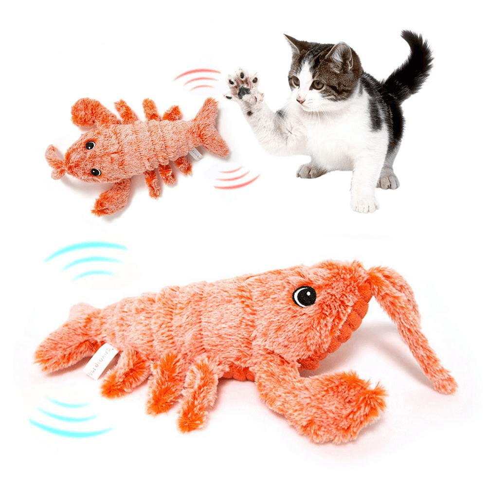 Pet Toys Electric Jumping Shrimp Usb Charging Simulation Lobster Funny Cat Plush Pets Toy - Dog Hugs Cat