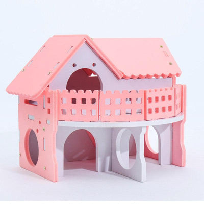Hamster Sleeping Nest Colored Small House Wooden - Dog Hugs Cat