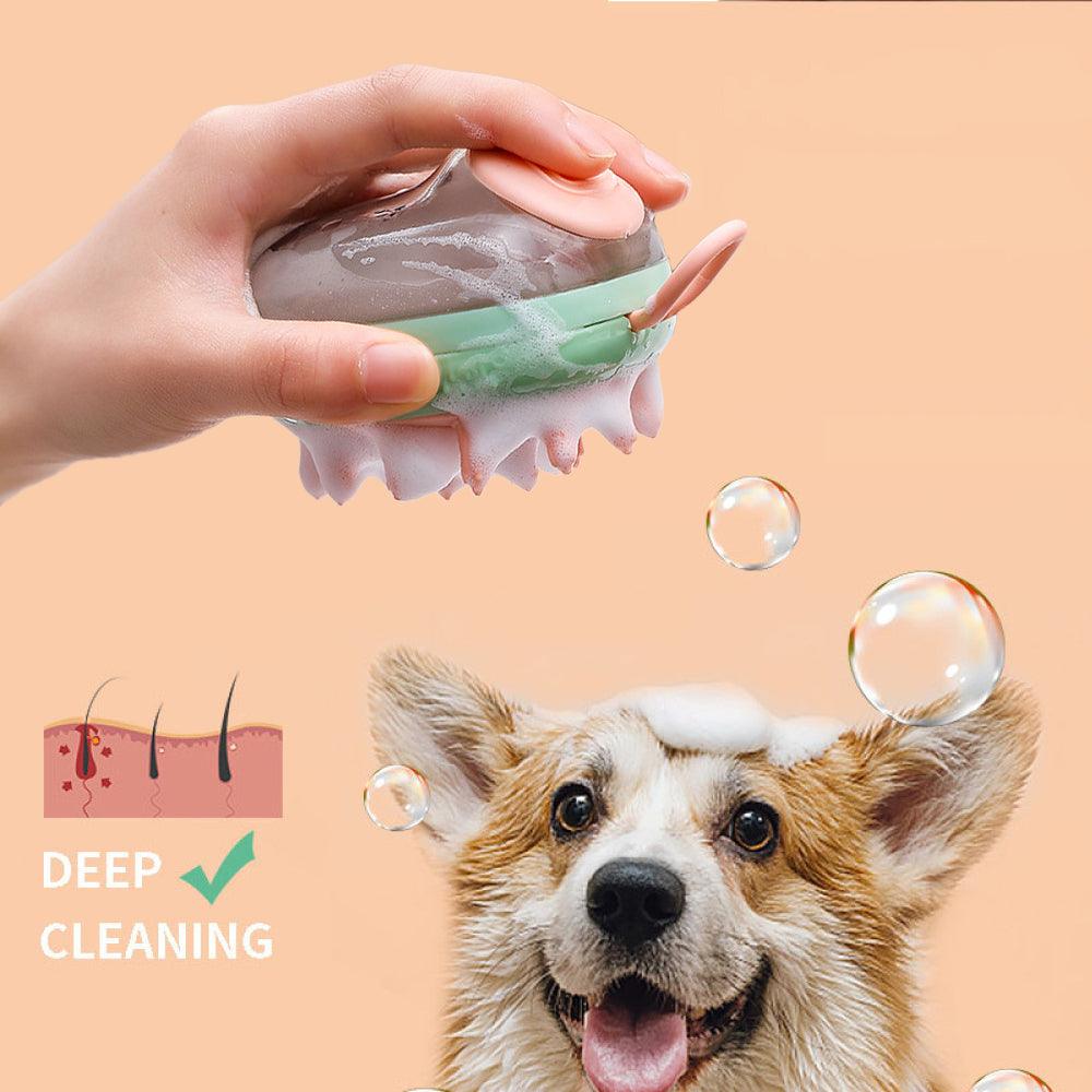 New 2 In 1 Pet Cat Dog Cleaning Bathing Massage Shampoo Soap Dispensing Grooming Brush Pets Supplies - Dog Hugs Cat